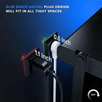 Maximm 360 Degree Rotating Flat Extension Cord 3 Ft