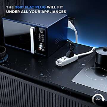 Maximm 360 Degree Rotating Flat Extension Cord 3 Ft