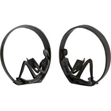 Contemporary Cast Iron Reader Bookends - Danya B.