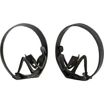 Contemporary Cast Iron Reader Bookends - Danya B.
