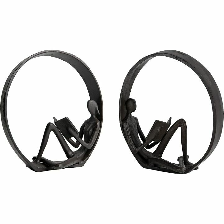 Contemporary Cast Iron Reader Bookends - Danya B.
