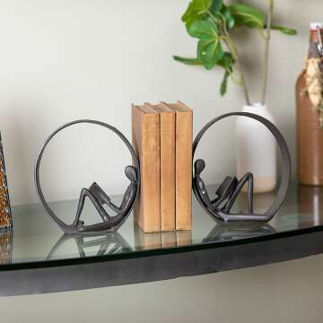 Contemporary Cast Iron Reader Bookends - Danya B.