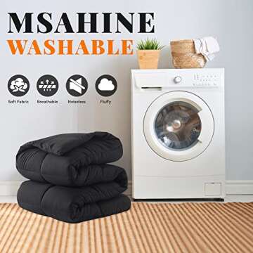 Cosybay Down Alternative Comforter (Black, Full) - All Season Soft Quilted Full Size Bed Comforter - Duvet Insert with Corner Tabs - Winter Summer Warm Fluffy, 82x86 inches