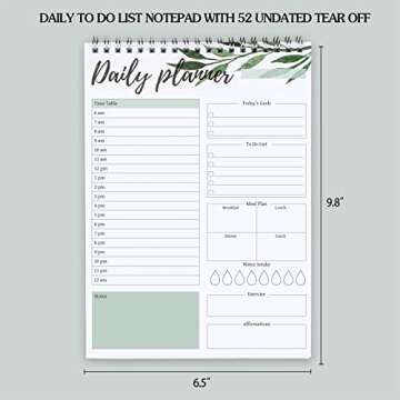 To Do List Notepad - Undated Daily Planner Pad with Hourly Schedule, 52 Tear Off Spiral checklist no...