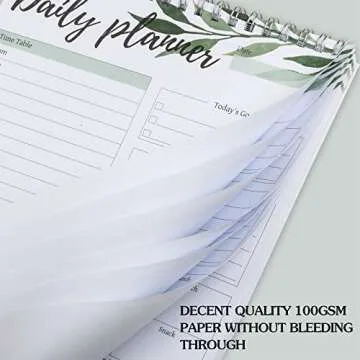 To Do List Notepad - Undated Daily Planner Pad with Hourly Schedule, 52 Tear Off Spiral checklist notepad with Hourly Schedule Goals Meal Plan Water Intake Exercise