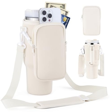 Slok Water Bottle Carrier Bag with Phone Pocket for 40 oz Stanley Quencher, Neoprene Water Bottle Ho...