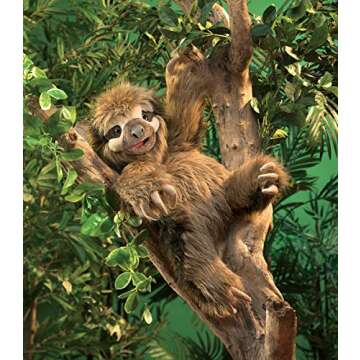 Folkmanis 3131 Three-Toed Sloth Hand Puppet, One Size, Multicolor