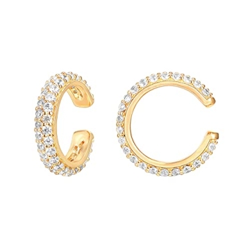 PAVOI Gold Plated 925 Sterling Silver Sparkling Cubic Zirconia Ear Cuffs