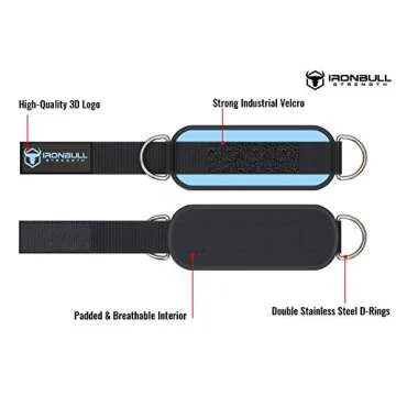 Iron Bull Strength Ankle Straps for Cable Machines (Pair) - Double D-Ring Attachment, Fully Adjustab...