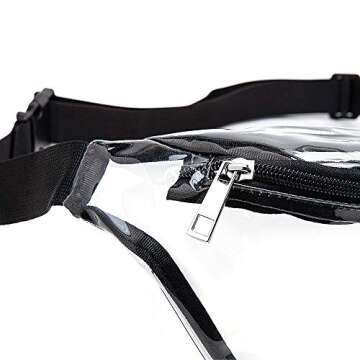 Clear Fanny Pack Women, Waterproof Small Clear Waist Bag Cute Waist Pack with Adjustable Strap, Clear Bag Stadium Approved, Perfect for Concerts, Hiking and Sports Events (Black)