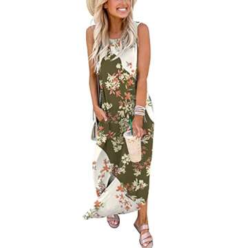ANRABESS Women Casual Loose Sundress Sleeveless Split Maxi Long Beach Shirt Dress Travel Vacation 2025 Summer Outfits Floral Print Small