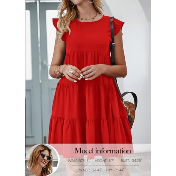 KIRUNDO Summer Ruffle Sleeve Babydoll Dress for Women