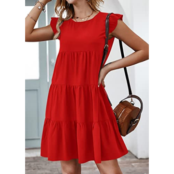 KIRUNDO Summer Ruffle Sleeve Babydoll Dress for Women