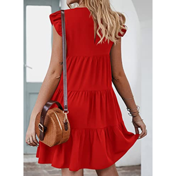 KIRUNDO Summer Ruffle Sleeve Babydoll Dress for Women