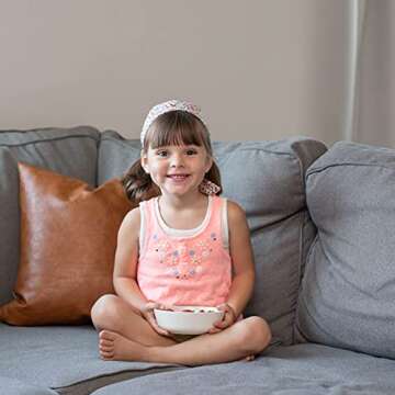 Grow Forward Bamboo Kids Plates and Bowls Set - 4 Bamboo Plates for Kids and 4 Bamboo Bowls for Kids - BPA Free & Dishwasher Safe - Eco Friendly and Reusable Childrens Dishes - Arctic