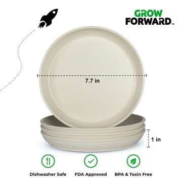 Grow Forward Bamboo Kids Plates and Bowls Set - 4 Bamboo Plates for Kids and 4 Bamboo Bowls for Kids - BPA Free & Dishwasher Safe - Eco Friendly and Reusable Childrens Dishes - Arctic