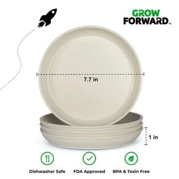 Grow Forward Bamboo Kids Plates and Bowls Set - 4 Bamboo Plates for Kids and 4 Bamboo Bowls for Kids - BPA Free & Dishwasher Safe - Eco Friendly and Reusable Childrens Dishes - Arctic