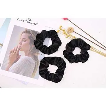 Solace Velvet Hair Scrunchies | Black | Soft Elastic Hair Ties | 14 Pack | Set of Bobbles | Hair Bands for Women in a Pack