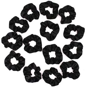 Solace Velvet Hair Scrunchies | Black | Soft Elastic Hair Ties | 14 Pack | Set of Bobbles | Hair Bands for Women in a Pack