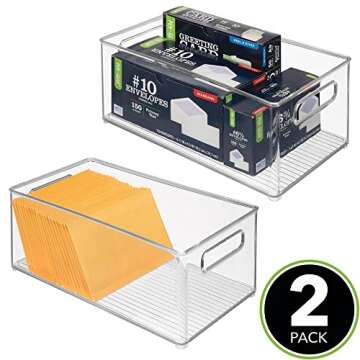 mDesign Deep Plastic Storage Organizer Container Bin, Office Organization for Filing Cabinet, Cupboa...