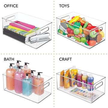 mDesign Clear Plastic Storage Bins for Home and Office