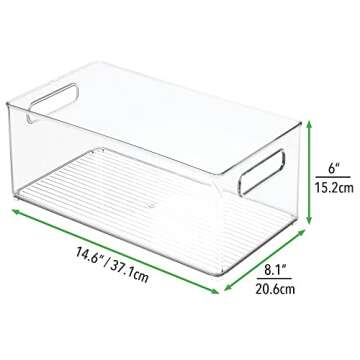 mDesign Clear Plastic Storage Bins for Home and Office