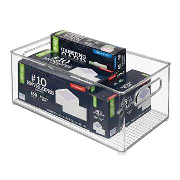 mDesign Clear Plastic Storage Bins for Home and Office