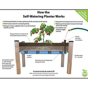 CedarCraft Convenient Self-Watering Elevated Cedar Planter 23" L x 49" W x 30" H, Flexible Container Gardening for Healthy Plants, No Tools Required