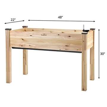 CedarCraft Convenient Self-Watering Elevated Cedar Planter 23" L x 49" W x 30" H, Flexible Container Gardening for Healthy Plants, No Tools Required