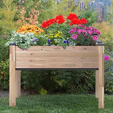 CedarCraft Convenient Self-Watering Elevated Cedar Planter 23" L x 49" W x 30" H, Flexible Container Gardening for Healthy Plants, No Tools Required