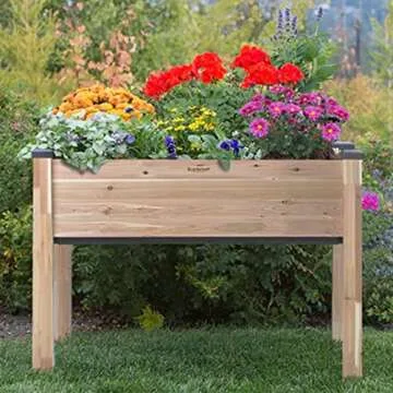 CedarCraft Convenient Self-Watering Elevated Cedar Planter 23" L x 49" W x 30" H, Flexible Container Gardening for Healthy Plants, No Tools Required