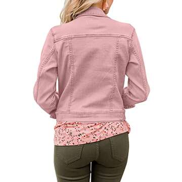 LookbookStore Pink Denim Jacket for Women Fall Jackets for Women 2025 Denim Jackets Classic Trucker ...