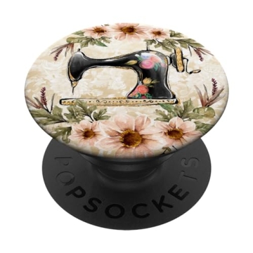 Vintage Sewing Machine Floral Quilting Sewer Gift PopSockets PopGrip