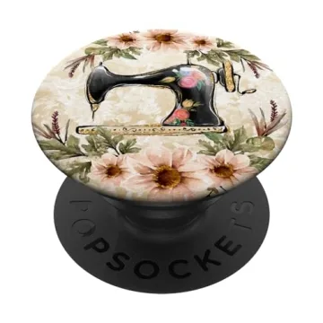 Vintage Sewing Machine Floral Quilting Sewer Gift PopSockets PopGrip