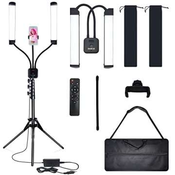 Aro de Luz LED Lash Light Kit, Energy Saving, 5400 Lumens Bright, 3 Color Modeswith Adjustable Tripod & Phone Holder, Suitable for Make Up Artist, Photography, Video Recording, Live Streaming