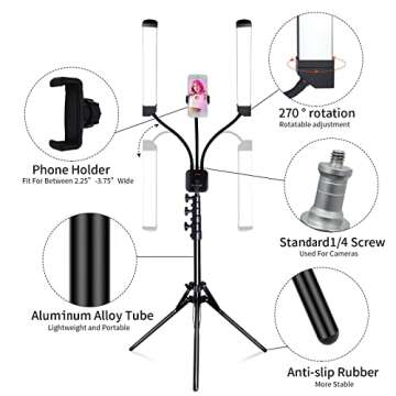 Aro de Luz LED Lash Light Kit, Energy Saving, 5400 Lumens Bright, 3 Color Modeswith Adjustable Tripod & Phone Holder, Suitable for Make Up Artist, Photography, Video Recording, Live Streaming
