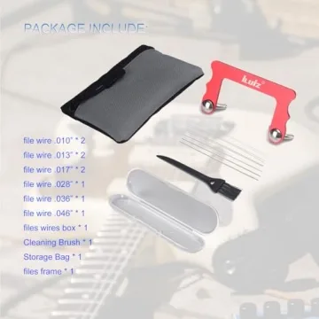 Guitar Nut Slotting File Set - iLuiz Pro-Grade 6pc Electric, Diamond-Coated Stainless Steel, Sizes 0.010"-0.046" - with Storage Bag & Cleaning Brush, Ideal Guitar Tool for Light Strings