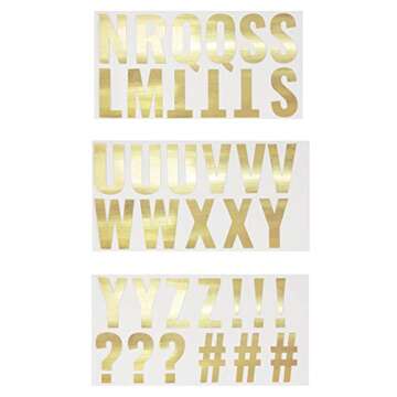 Paper Junkie Large Gold Foil Letter Wall Stickers, Arts and Craft Supplies (2 x 2.5 in, 74 Pieces)