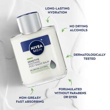 Nivea Men Sensitive Soothing Post Shave Balm with Vitamin E, Pro-Vitamin B5 and Chamomile Extract, Alcohol Free After Shave Balm for Men, 3 Pack of 3.3 Fl Oz Bottles