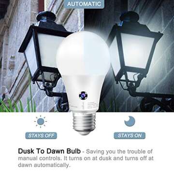 Sengled Dusk to Dawn Light Bulbs Outdoor, 5000K Daylight A19 LED Bulb 75W Watt Equivalent(10.5W), Au...