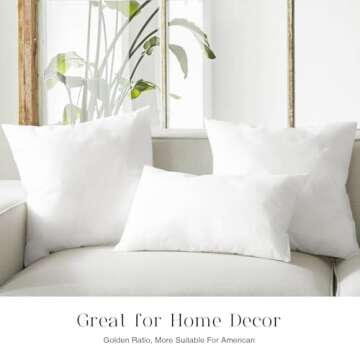 Phantoscope Pillow Inserts, Hypoallergenic 100% Virgin Fiber Square Form Microfiber Throw Pillow Inserts, Couch Bed Pillows, 20x20 Inch (Pack of 4)