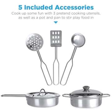 Best Choice Products Farmhouse Play Kitchen Toy, Wooden Pretend Set for Kids w/ Chalkboard, Marble Backdrop, Windows, Storage Shelves, 5 Accessories Included - White