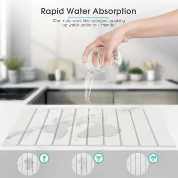 DomiViStar Large Collapsible Stone Dish Drying Mat, 24"×16",Heat-resistant Mat for Kitchen Counter,Instant Drying,Fast Dry Pad for Utensils,Pots and Bottles,Diatomaceous Earth Mats, White Marble