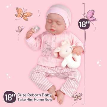 JIZHI Lifelike Reborn Baby Dolls - 18 Inch-Soft Body Realistic-Newborn Baby Dolls American Sleeping Girl Real Life Dolls with Clothes and Toy Accessories Gift for Kids Age 3+