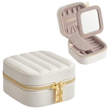 SONGMICS HOME Travel Jewelry Case - Compact Jewelry Organizer with Mirror