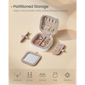 SONGMICS Travel Jewelry Case Elegant Organizer for Jewelry