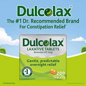 Dulcolax Laxative - 5 mg - 200 Comfort Coated Tablets for Gentle Relief