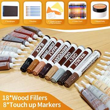 Wood Floor Scratch Repair Kit - 40 Sets - Furniture Repair Kit Wood Markers, Hardwood Repair Kit Woo...