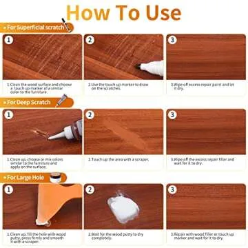 Wood Floor Scratch Repair Kit - 40 Sets - Furniture Repair Kit Wood Markers, Hardwood Repair Kit Wood Filler for Scratches Stains Holes - Touch Up Any Wood, Laminate, Cabinet, Door, Table