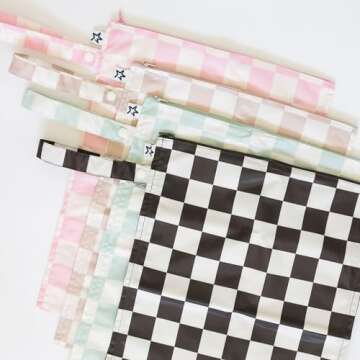 Tiny Twinkle Mess-proof Wet Bags 2 Pack Waterproof and Washable Bag for Travel storage, Stroller, Daycare, Baby Diapers, Yoga, Beach, Pool, Wet Toddler Swimsuits (Unisex Checkers)